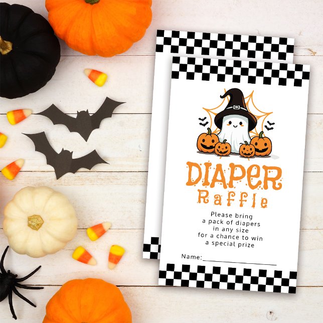 Tarjeta De Recepción Halloween Ghost Baby Shower Diaper Raffle (Subido por el creador)