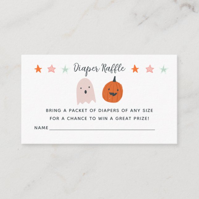 Tarjeta De Recepción Halloween Ghost Pumpkin Baby Shower Diaper Raffle (Anverso)