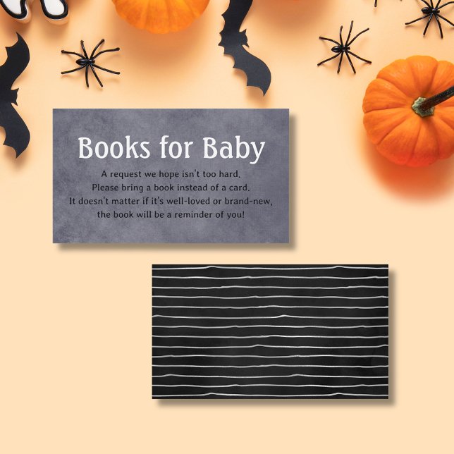 Tarjeta De Recepción Halloween Gray Black Baby Shower Books For Baby (Halloween Gray Black Baby Shower Books For Baby Enclosure Card)