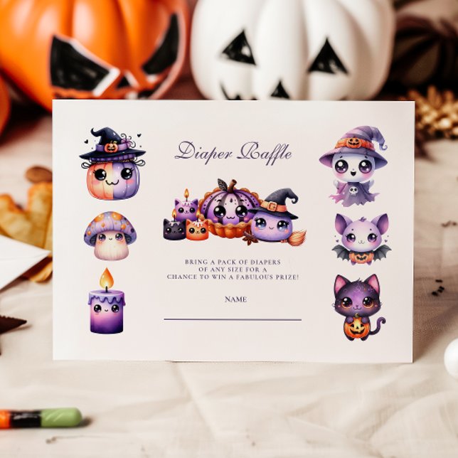 Tarjeta De Recepción Halloween Little Boo Theme Diapper Raffle (Subido por el creador)