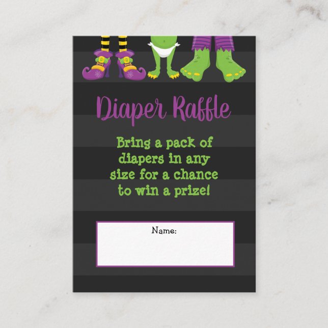 Tarjeta De Recepción Halloween Monster Baby Shower Diaper Raffle (Anverso)