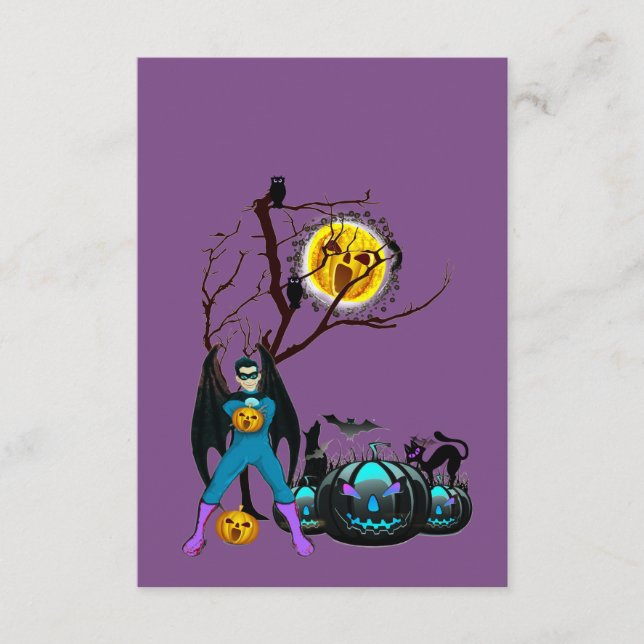 Tarjeta De Recepción Halloween Party Time in Purple (Anverso)