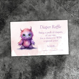 Tarjeta De Recepción Halloween Pequeño Monstruo Chica Diaper Raffle Tic
