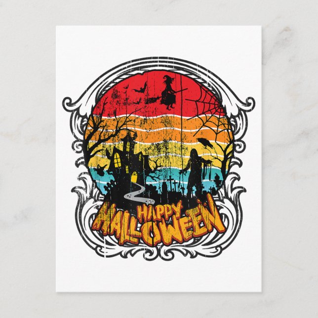 Tarjeta De Recepción Halloween retro vintage (Anverso)