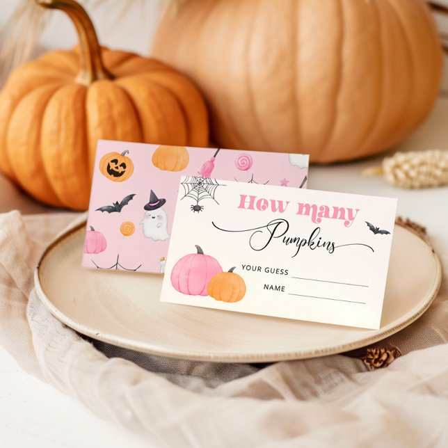 Tarjeta De Recepción Halloween rosa adivina cuántas calabazas (Subido por el creador)