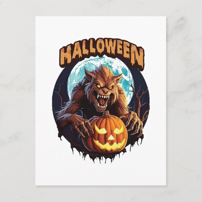 Tarjeta De Recepción Halloween Werewolf (Anverso)