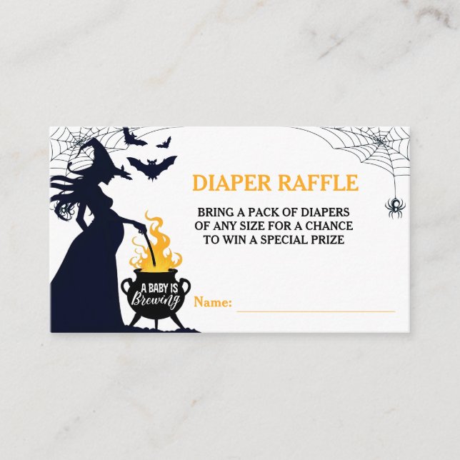 Tarjeta De Recepción Halloween Witch Baby Shower Diaper Raffle (Anverso)