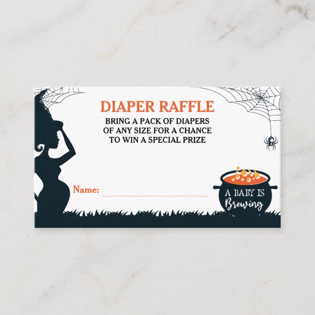 Tarjeta De Recepción Halloween Witch Baby Shower Diaper Raffle (Anverso)