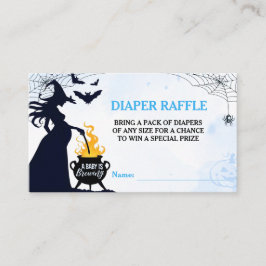 Tarjeta De Recepción Halloween Witch Baby Shower Diaper Raffle Blue