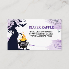 Tarjeta De Recepción Halloween Witch Baby Shower Diaper Raffle Purple