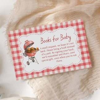 Tarjeta De Recepción Hamburguesa de cuadros rojos BBQ Baby Shower Libro