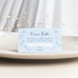 Tarjeta De Recepción Hand Drawn Baby Shower, Bow Boy Diaper Raffle