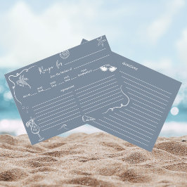 Tarjeta De Recepción Hand Drawn Beach Doodle Bridal Shower Recipe Card 