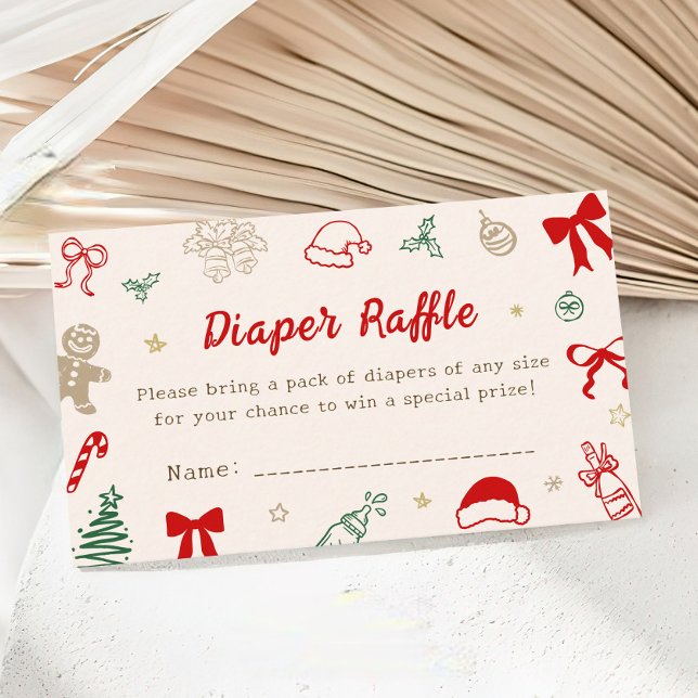 Tarjeta De Recepción Hand Drawn Christmas Baby Shower Diaper Raffle (Subido por el creador)