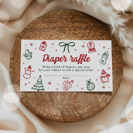 Tarjeta De Recepción Hand Drawn Christmas Baby Shower Diaper Raffle