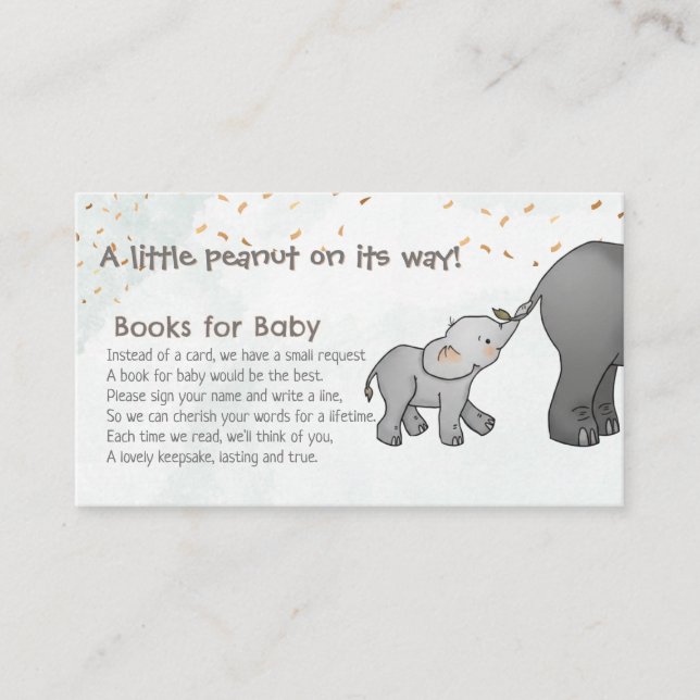 Tarjeta De Recepción Hand Drawn Elephant Little Peanut Books for Baby (Anverso)