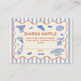 Tarjeta De Recepción Hand Drawn Italian Baby Shower Diaper Raffle