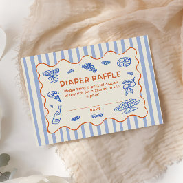 Tarjeta De Recepción Hand Drawn Italian Baby Shower Diaper Raffle