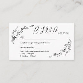 Tarjeta De Recepción Hand Drawn Laurel Rsvp