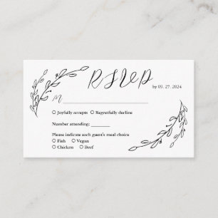 Tarjeta De Recepción Hand Drawn Laurel Rsvp