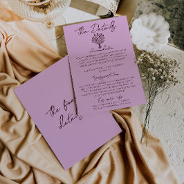 Tarjeta De Recepción Hand Drawn Lilac Burgundy Floral Wedding Details