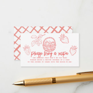Tarjeta De Recepción Hand-drawn Strawberry Bridal Shower Recipe Request