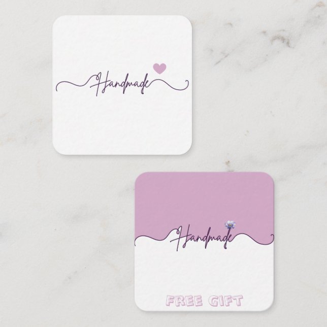 Tarjeta De Recepción Handmade Free Gift Floral Small Business Packaging (Anverso / Reverso)
