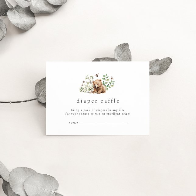 Tarjeta De Recepción HANNAH Bear Woodland Baby Shower Diaper Raffle (HANNAH Bear Woodland Baby Shower Diaper Raffle Enclosure Card)