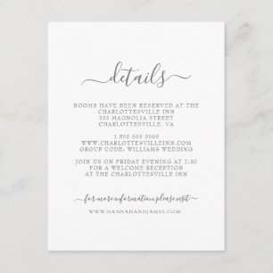 Tarjeta De Recepción Hannah Boda Simple Calligraphy Guest Details