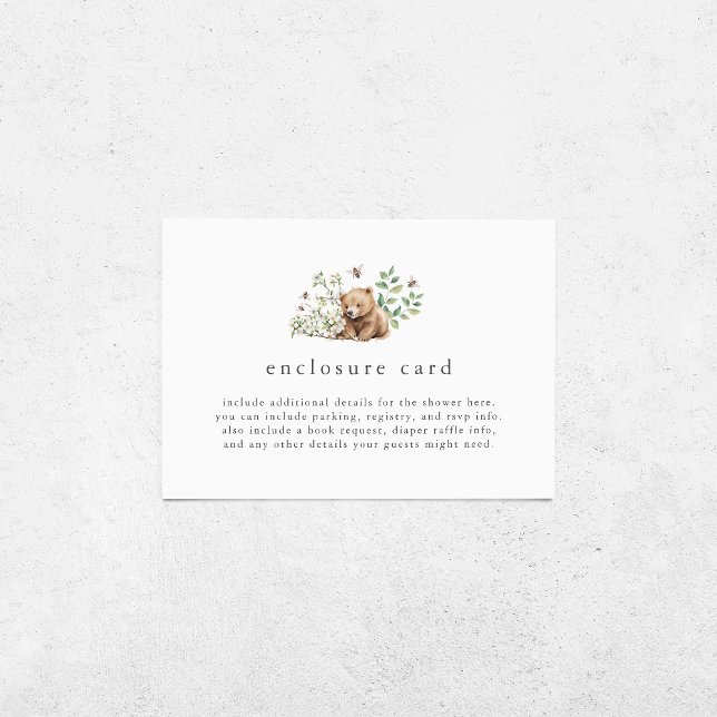 Tarjeta De Recepción HANNAH Género Neutral Bear Woodland Baby Shower (HANNAH Gender Neutral Bear Woodland Baby Shower Enclosure Card)