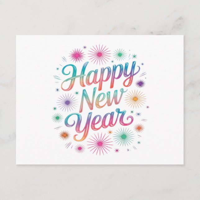 Tarjeta De Recepción Happy New Year 2026 Fireworks Essential (Anverso)