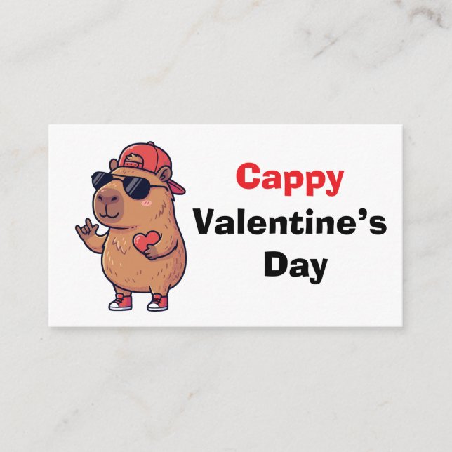 Tarjeta De Recepción Happy Valentine's Day Cool Capybara Classroom Card (Anverso)
