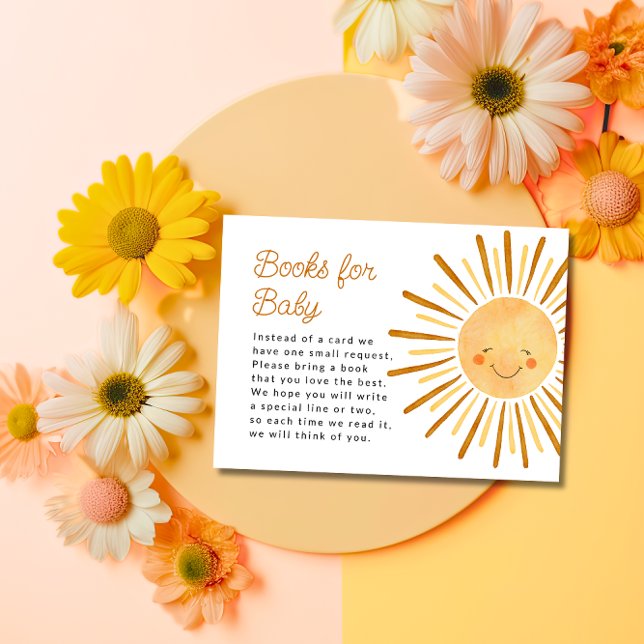 Tarjeta De Recepción Happy Yellow Sunshine Boho Books para Baby Shower (Subido por el creador)