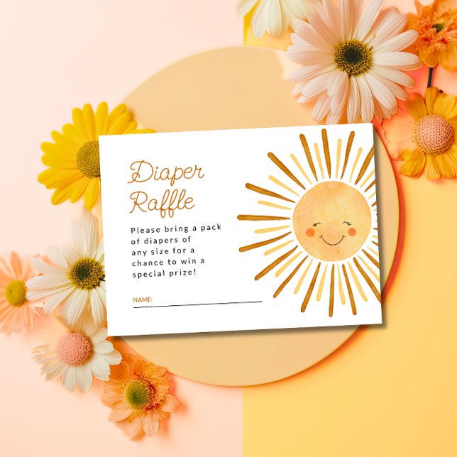 Tarjeta De Recepción Happy Yellow Sunshine Diaper Raffle Baby Shower (Subido por el creador)