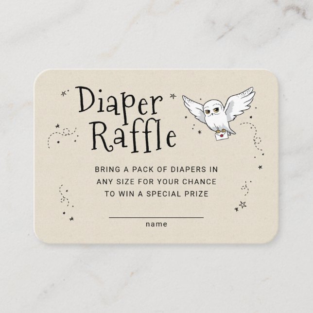 Tarjeta De Recepción Harry Potter - Hedwig | Diaper Raffle Insert (Anverso)