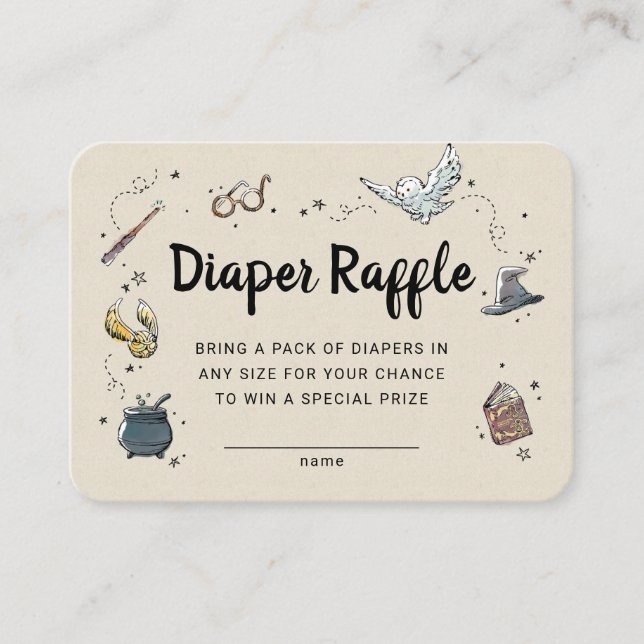 Tarjeta De Recepción Harry Potter - Inserción de Raffle de Diaper (Anverso)