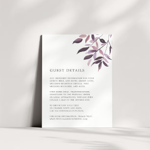 Tarjeta De Recepción Harvest Blush Wedding Guest Details Card