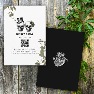 Tarjeta De Recepción Hasta la muerte Boda de cráneos florales góticos e