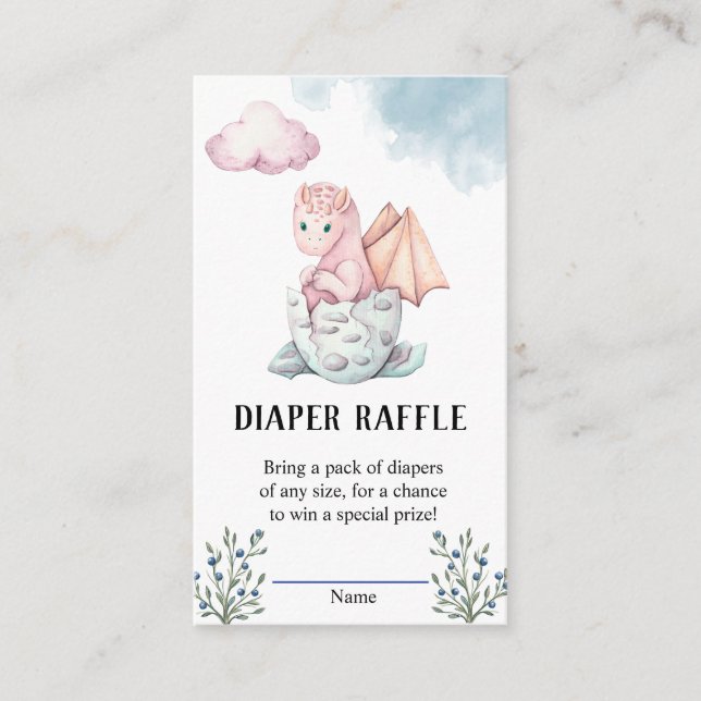 Tarjeta De Recepción Hatching Dragon Baby Shower Diaper Raffle (Anverso)