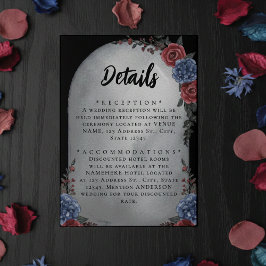 Tarjeta De Recepción Headstone Floral Gothic Wedding Details