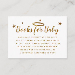 Tarjeta De Recepción Heaven Sent Baby Shower Book Request Gold