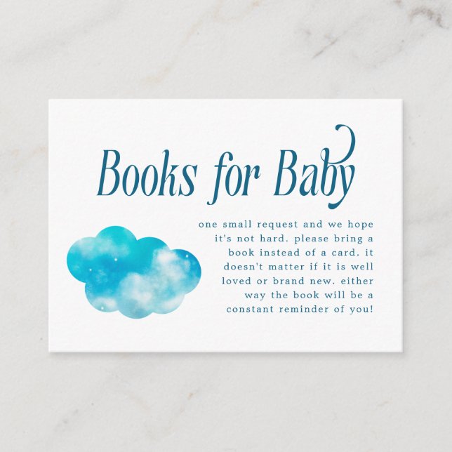 Tarjeta De Recepción Heaven Sent Boy Baby Shower Book Request (Anverso)