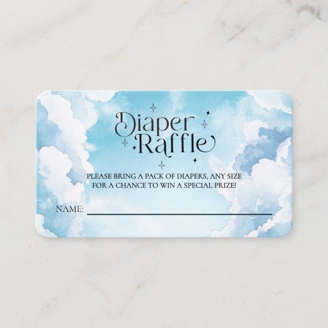 Tarjeta De Recepción Heaven Sent Celestial Diaper Raffle Baby Shower (Anverso)