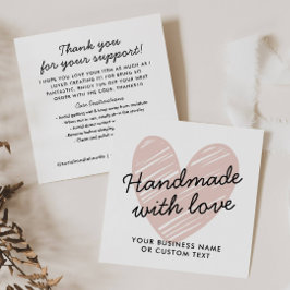 Tarjeta De Recepción Hecho a mano con amor Corazón gracias cuidado de j