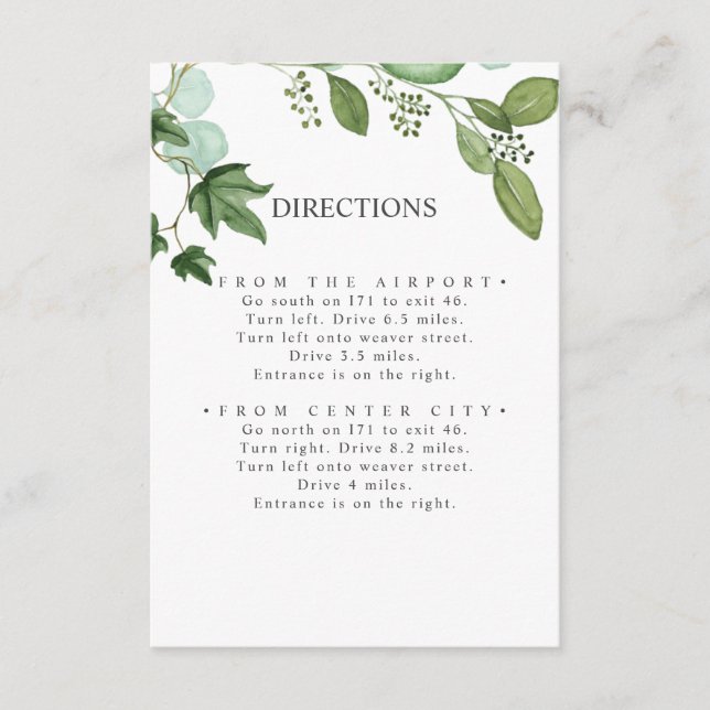 Tarjeta De Recepción Hedera | Ivy Sale de las direcciones de BODA de Mo (Anverso)