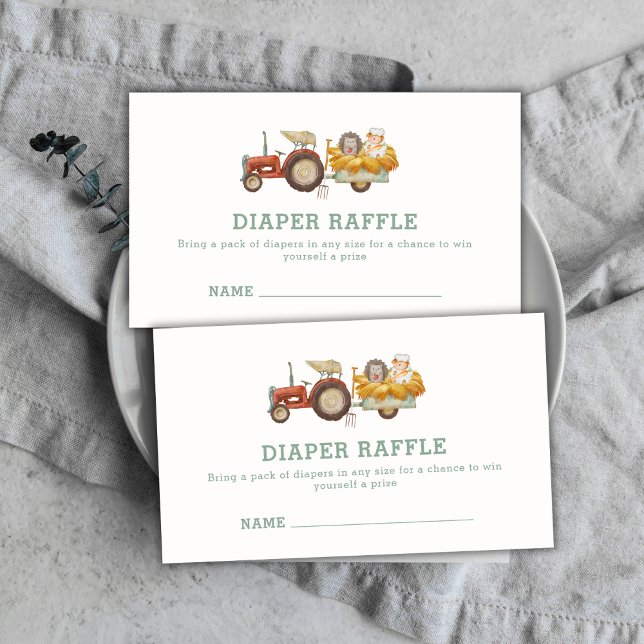 Tarjeta De Recepción Hedgehog Farm Tractor Diaper Raffle Baby Shower (Hedgehog Farm Tractor Diaper Raffle Baby Shower Enclosure Card)