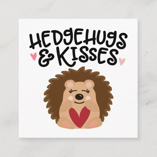 Tarjeta De Recepción Hedgehug y besos (Anverso)