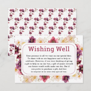 Tarjeta De Recepción Hellebore Floral Burgundy Boda Pozo de los Deseos