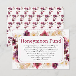 Tarjeta De Recepción Hellebore Floral Burgundy Wedding Honeymoon Fund