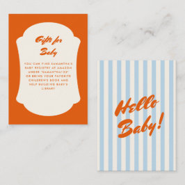 Tarjeta De Recepción Hello Baby Retro Naranja Resumen de Frame Baby Sho